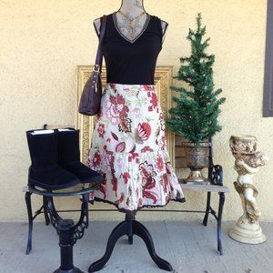 Ann Taylor Pretty Floral Print Cotton Skirt Size 8